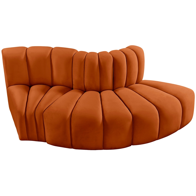 Bowery Hill Contemporary Soft Cognac Velvet Modular Sectional