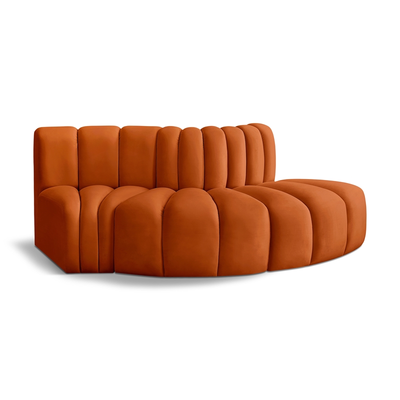 Bowery Hill Contemporary Soft Cognac Velvet Modular Sectional