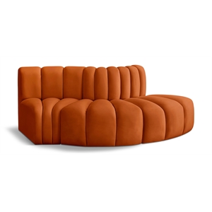 Bowery Hill Contemporary Soft Cognac Velvet Modular Sectional