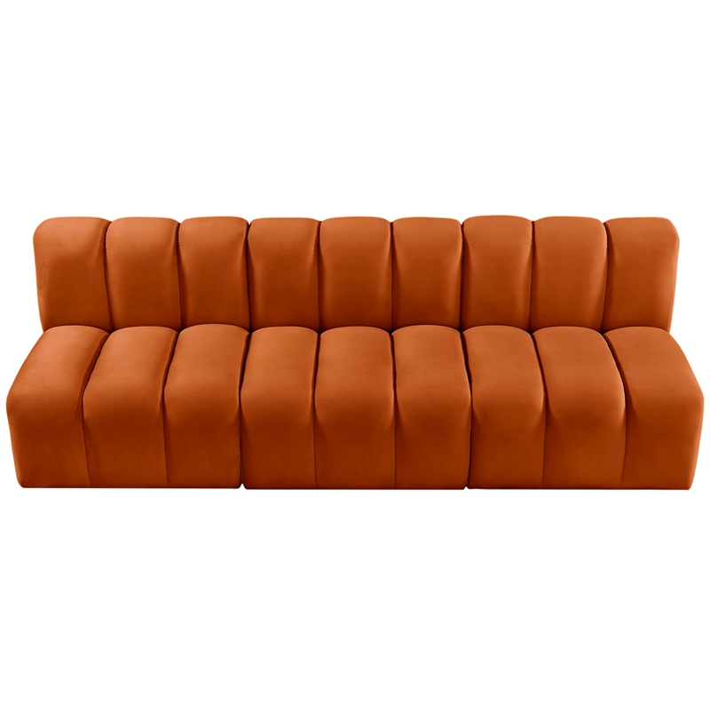 Bowery Hill Contemporary Soft Cognac Velvet Modular Sectional