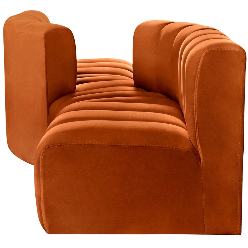 Bowery Hill Contemporary Soft Cognac Velvet Modular Sectional