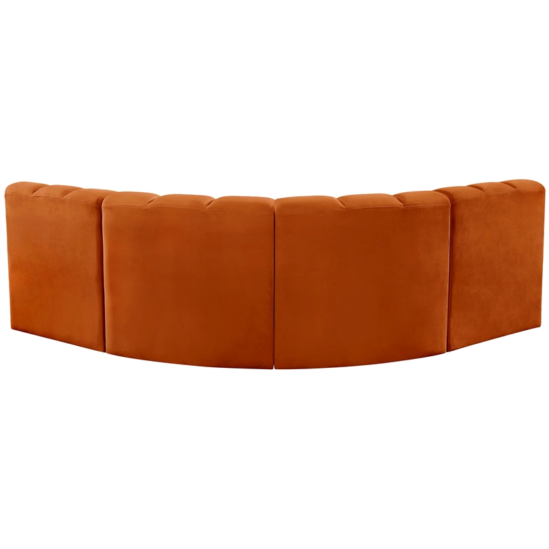 Bowery Hill Contemporary Soft Cognac Velvet Modular Sectional