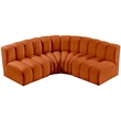 Bowery Hill Contemporary Soft Cognac Velvet Modular Sectional