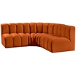 Bowery Hill Contemporary Soft Cognac Velvet Modular Sectional