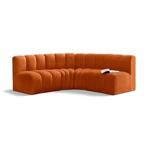 Bowery Hill Contemporary Soft Cognac Velvet Modular Sectional