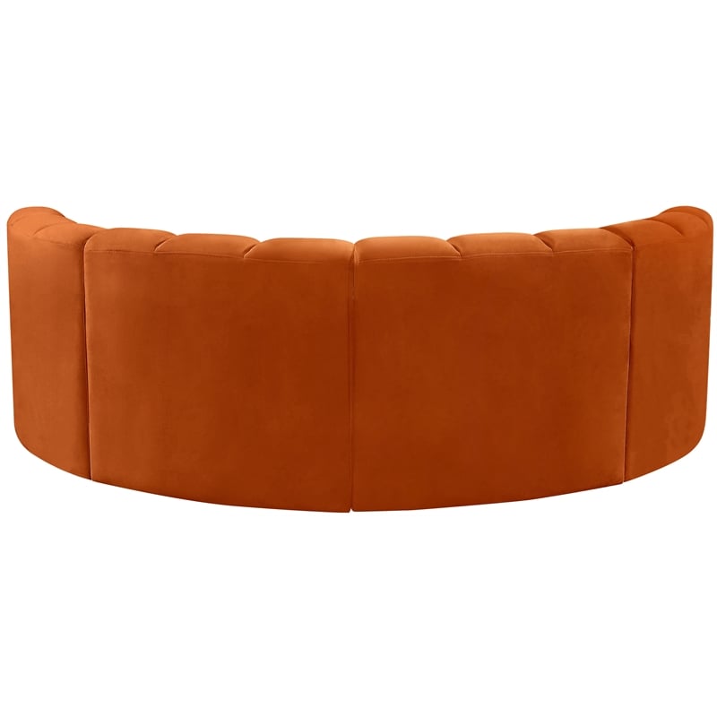 Bowery Hill Contemporary Soft Cognac Velvet Modular Sectional