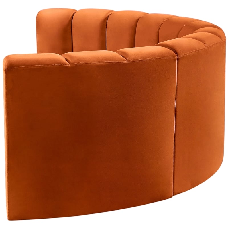 Bowery Hill Contemporary Soft Cognac Velvet Modular Sectional