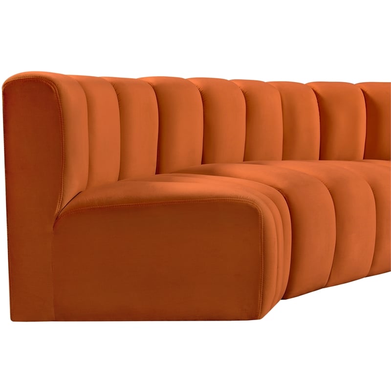 Bowery Hill Contemporary Soft Cognac Velvet Modular Sectional