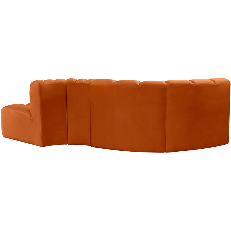 Bowery Hill Contemporary Soft Cognac Velvet Modular Sectional