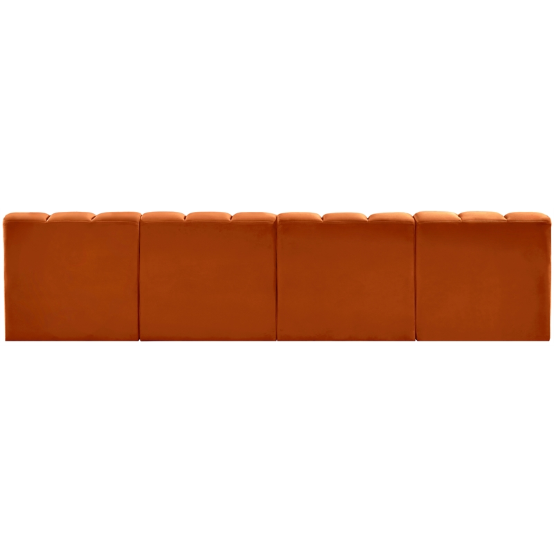 Bowery Hill Contemporary Soft Cognac Velvet Modular Sectional