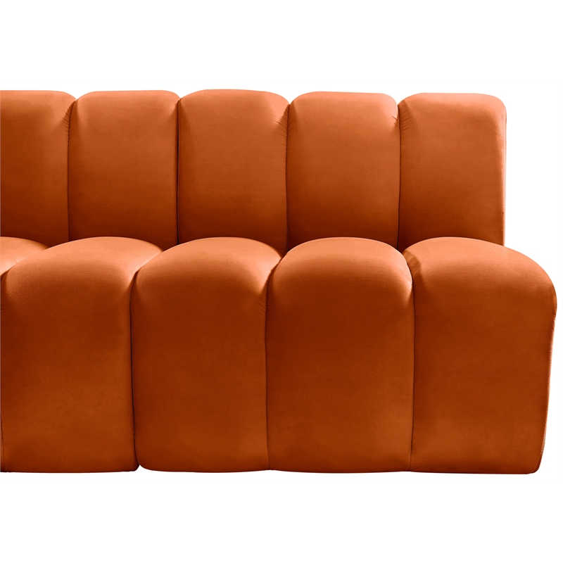 Bowery Hill Contemporary Soft Cognac Velvet Modular Sectional