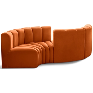 Bowery Hill Contemporary Soft Cognac Velvet Modular Sectional