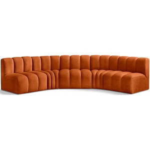 Bowery Hill Contemporary Soft Cognac Velvet Modular Sectional