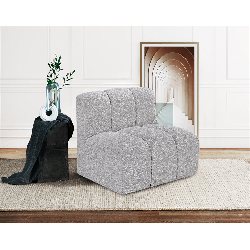 Bowery Hill Contemporary Rich Grey Boucle Fabric Straight Chair
