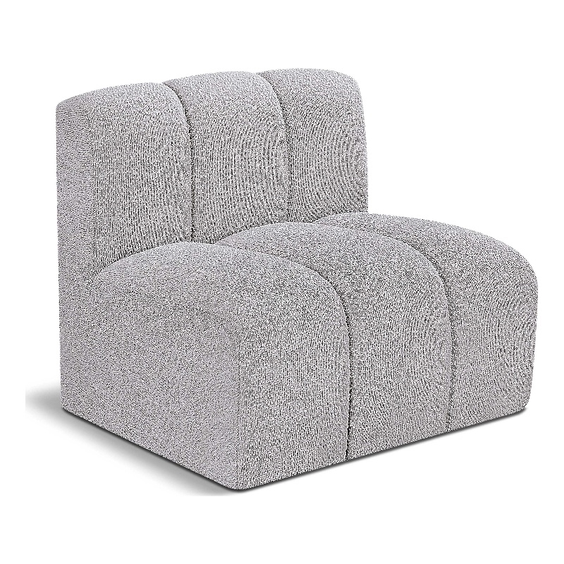 Bowery Hill Contemporary Rich Grey Boucle Fabric Straight Chair