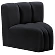 Bowery Hill Contemporary Deep Channel Tufted Soft Black Velvet Curved Corner