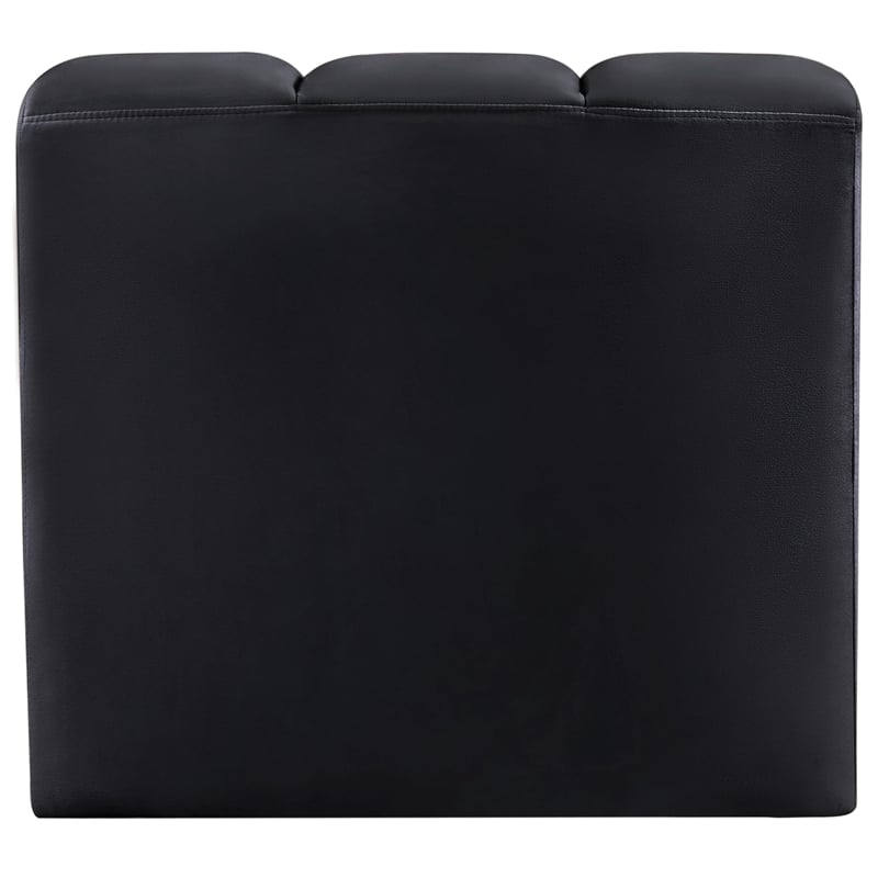 Bowery Hill Contemporary Deep Channel Tufted Soft Black Velvet Curved Corner