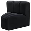 Bowery Hill Contemporary Deep Channel Tufted Soft Black Velvet Curved Corner