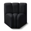 Bowery Hill Contemporary Deep Channel Tufted Soft Black Velvet Curved Corner