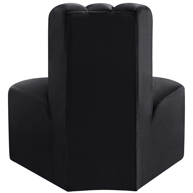 Bowery Hill Contemporary Deep Channel Tufted Soft Black Velvet Reverse Corner