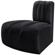 Bowery Hill Contemporary Deep Channel Tufted Soft Black Velvet Reverse Corner
