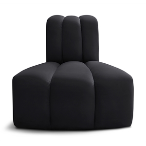 Bowery Hill Contemporary Deep Channel Tufted Soft Black Velvet Reverse Corner