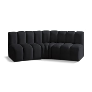 Bowery Hill Contemporary Soft Black Velvet Modular Sectional