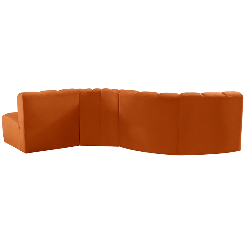 Bowery Hill Contemporary Soft Cognac Velvet Modular Sectional