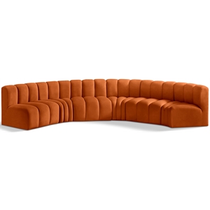 Bowery Hill Contemporary Soft Cognac Velvet Modular Sectional
