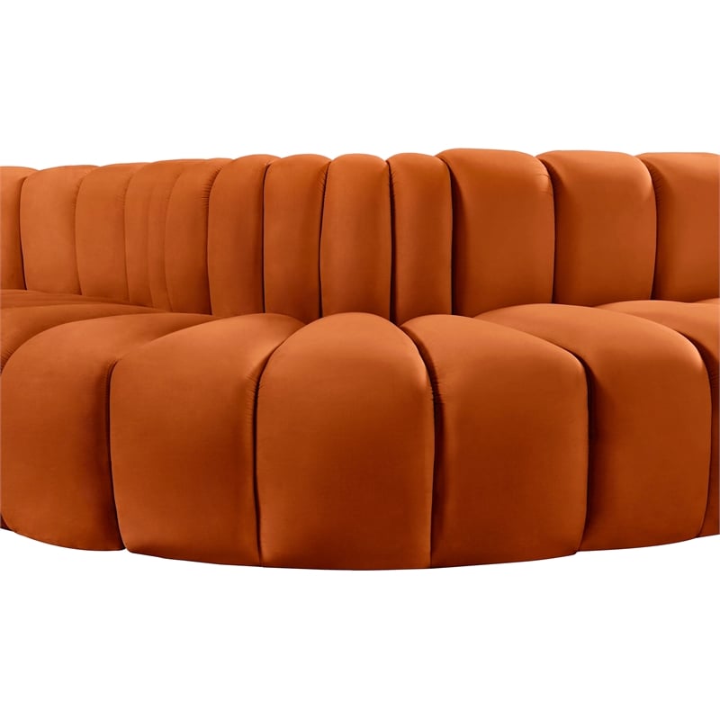 Bowery Hill Contemporary Soft Cognac Velvet Modular Sectional