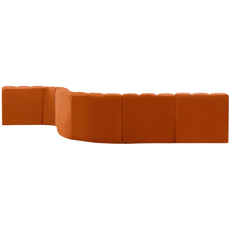 Bowery Hill Contemporary Soft Cognac Velvet Modular Sectional