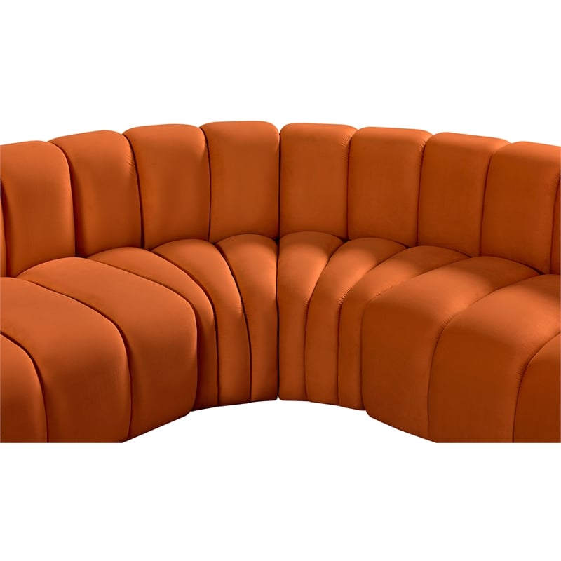 Bowery Hill Contemporary Soft Cognac Velvet Modular Sectional