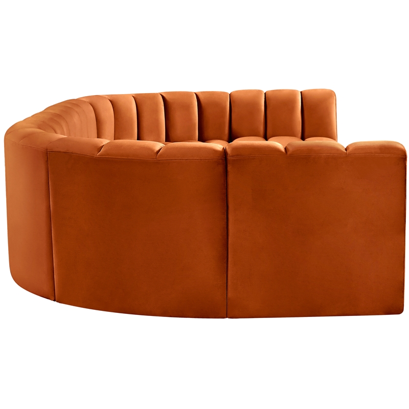 Bowery Hill Contemporary Soft Cognac Velvet Modular Sectional