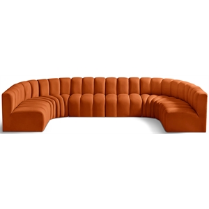 Bowery Hill Contemporary Soft Cognac Velvet Modular Sectional