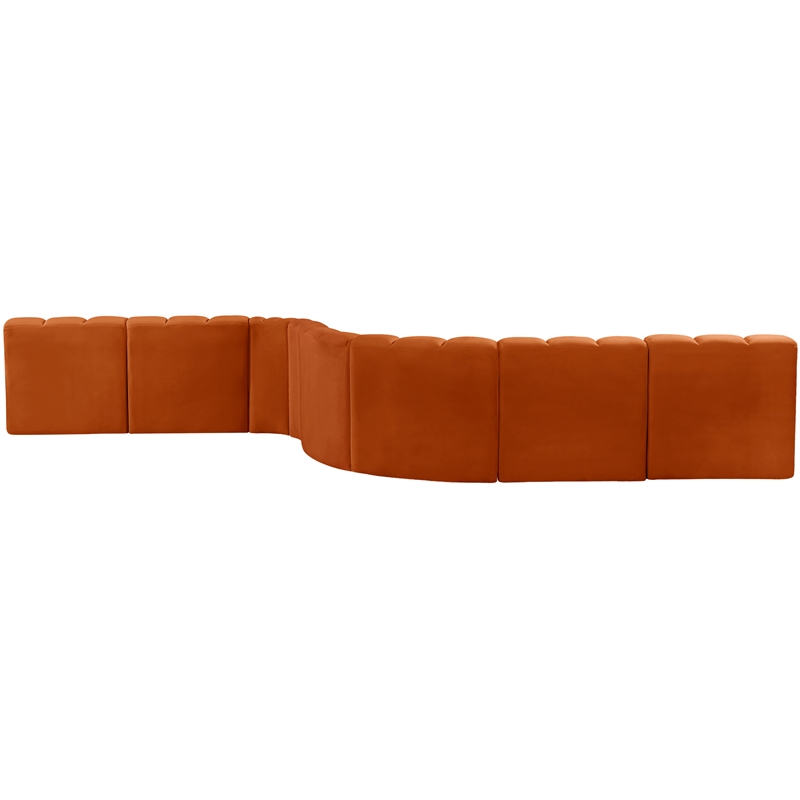 Bowery Hill Contemporary Soft Cognac Velvet Modular Sectional