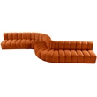 Bowery Hill Contemporary Soft Cognac Velvet Modular Sectional