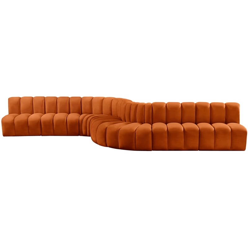 Bowery Hill Contemporary Soft Cognac Velvet Modular Sectional