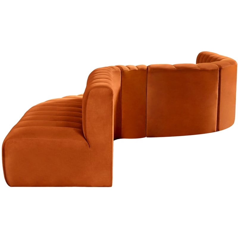 Bowery Hill Contemporary Soft Cognac Velvet Modular Sectional