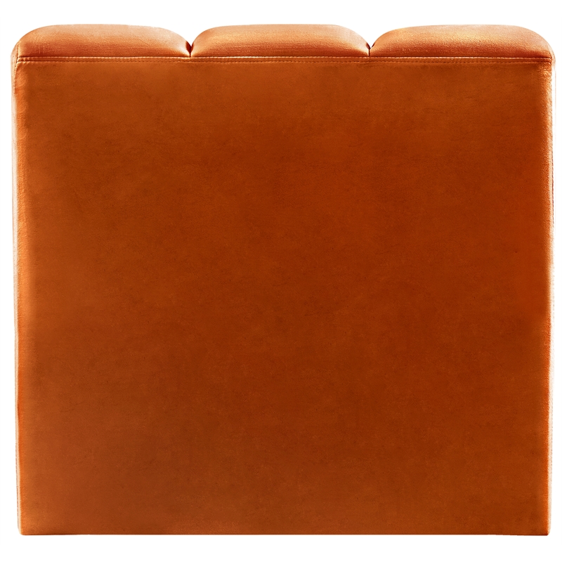 Bowery Hill Contemporary Deep Channel Tufted Soft Cognac Velvet Straight Chair