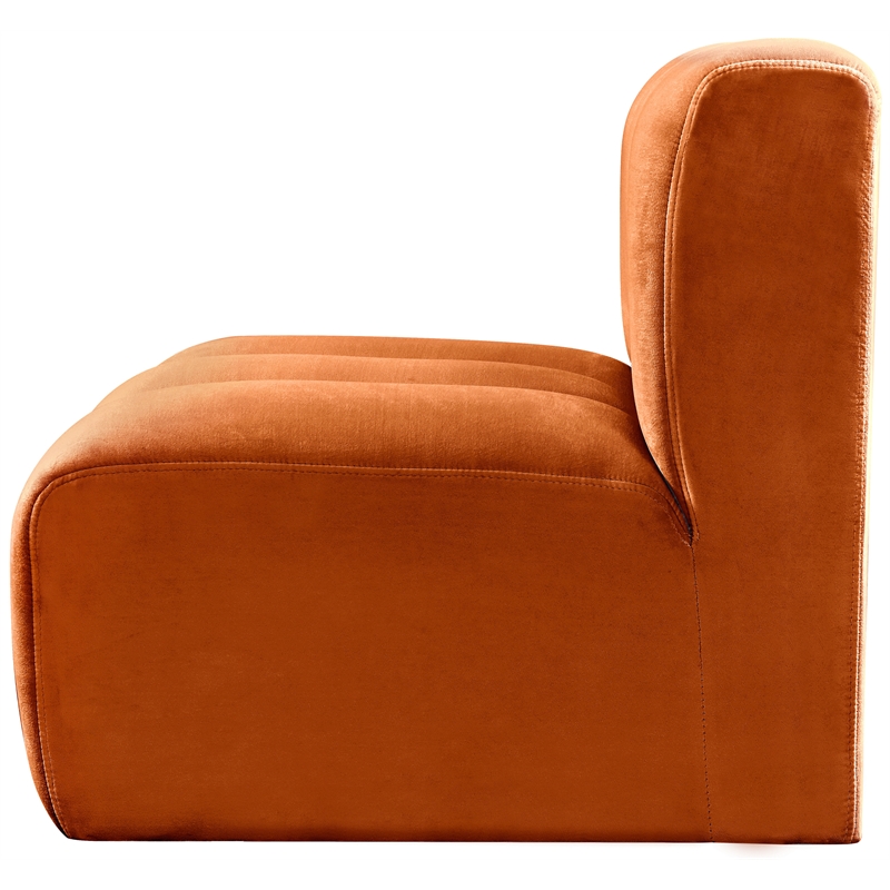 Bowery Hill Contemporary Deep Channel Tufted Soft Cognac Velvet Straight Chair