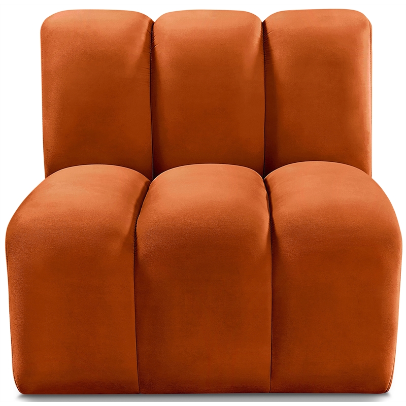 Bowery Hill Contemporary Deep Channel Tufted Soft Cognac Velvet Straight Chair