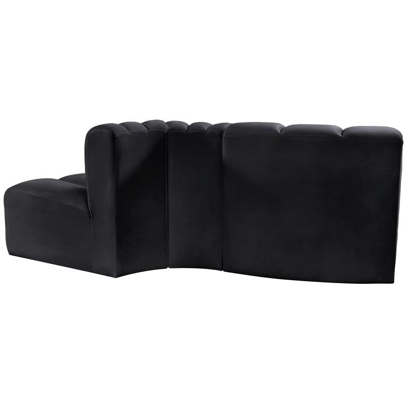 Bowery Hill Contemporary Soft Black Velvet Modular Sectional