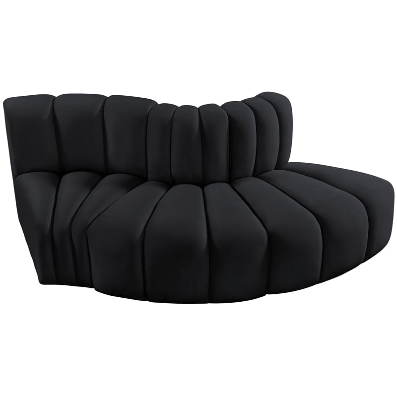 Bowery Hill Contemporary Soft Black Velvet Modular Sectional