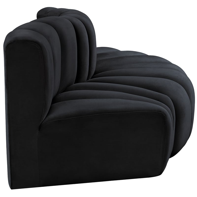 Bowery Hill Contemporary Soft Black Velvet Modular Sectional