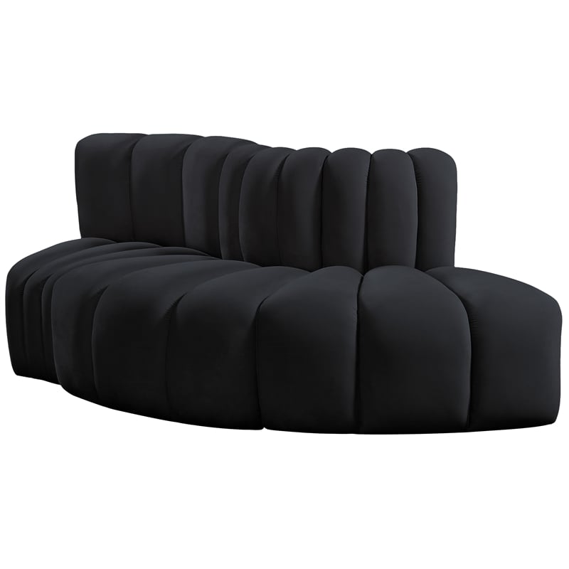 Bowery Hill Contemporary Soft Black Velvet Modular Sectional