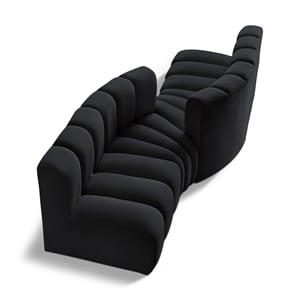 Bowery Hill Contemporary Soft Black Velvet Modular Sectional