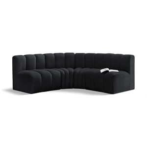 Bowery Hill Contemporary Soft Black Velvet Modular Sectional