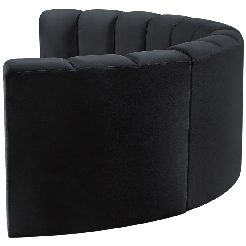 Bowery Hill Contemporary Soft Black Velvet Modular Sectional