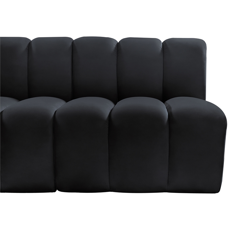 Bowery Hill Contemporary Soft Black Velvet Modular Sectional