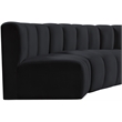 Bowery Hill Contemporary Soft Black Velvet Modular Sectional